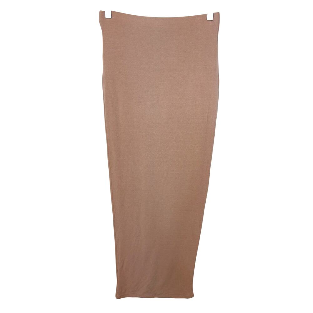 Naked Wardrobe Women's Tan Midi Bodycon Skirt M